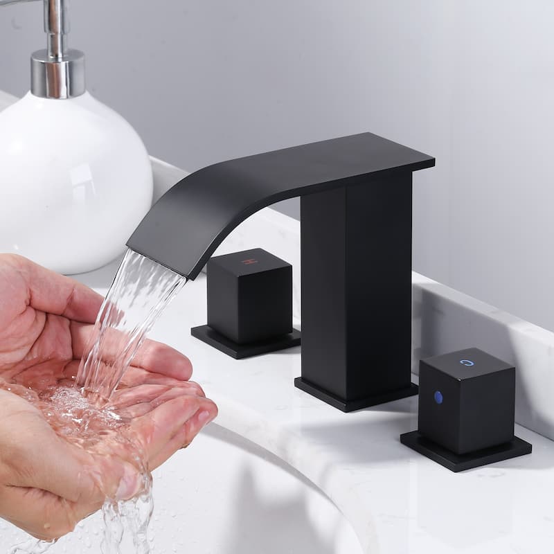 WOWOW 8-inch Two Handle Waterfall Bathroom Faucet