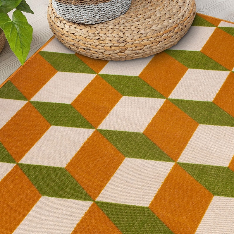 Contemporary Geometric Flatweave Indoor/Outdoor Area Rug