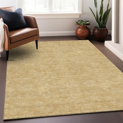 Machine Washable Indoor/ Outdoor Solid Modern Chantille Rug
