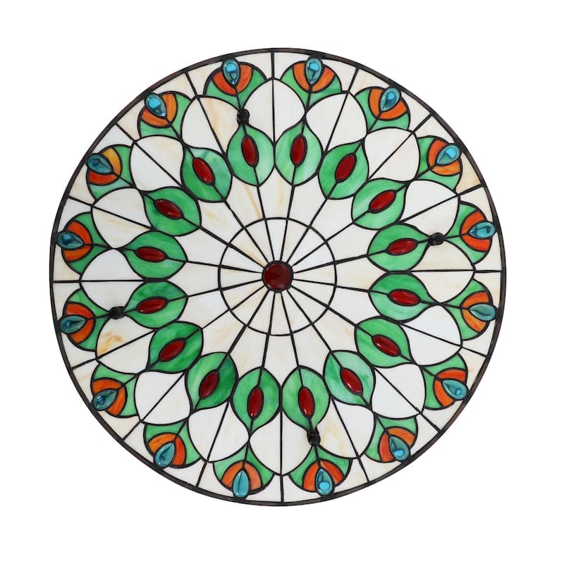 Classic Tiffany-style Flush Mount Ceiling Light with Pearls