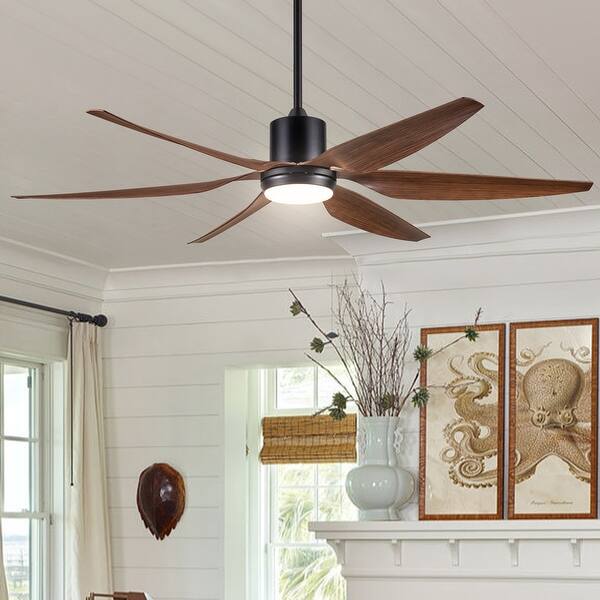 Farmhouse 66" Integrated LED Ceiling Fan with Light, 6 Wind Speeds
