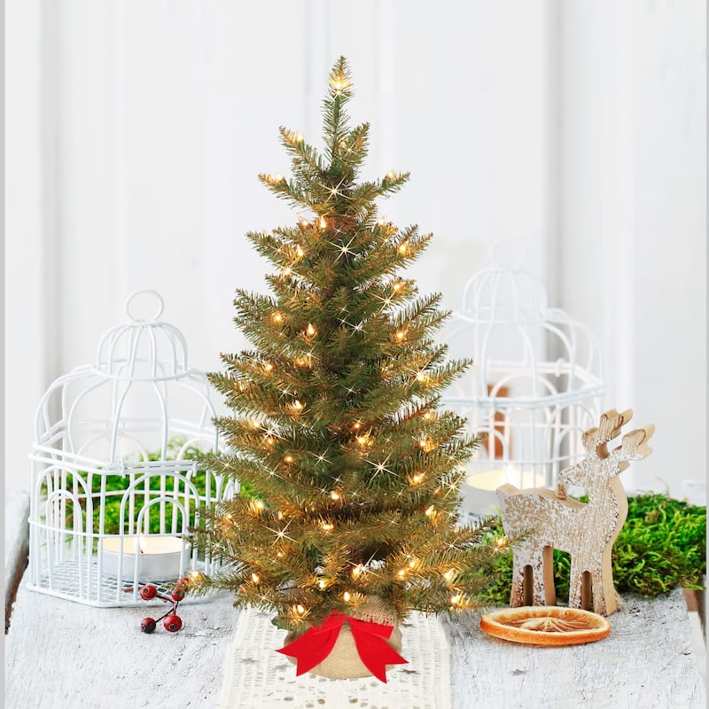 Puleo International 3' Pre-Lit Slim Fraser Fir Artificial Christmas Tree - 3