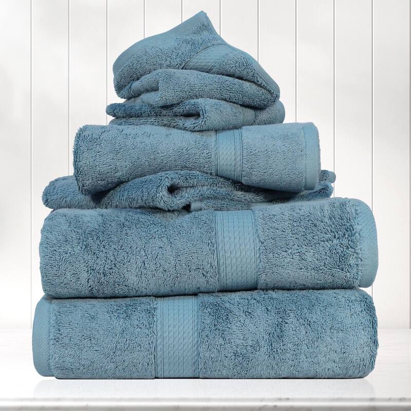 Blue Nile Mills Luxury 6-Piece Egyptian Cotton Towel Set, Thick Absorbent Bathroom Towels