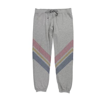 P.J. Salvage Womens Chevron Pajama Jogger Pants, Grey, Medium