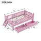 preview thumbnail 21 of 28, Bedroom Wood Twin Size Platform Bed with Both Sides Guardrail and 2 Storage Drawers, Kids Bed Frame with Slats Support