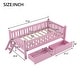 preview thumbnail 4 of 22, Twin Size Platform Bed with 2 Storage Drawers and Guardrail, Montessori Kids Wood Bed, No Box Spring Required
