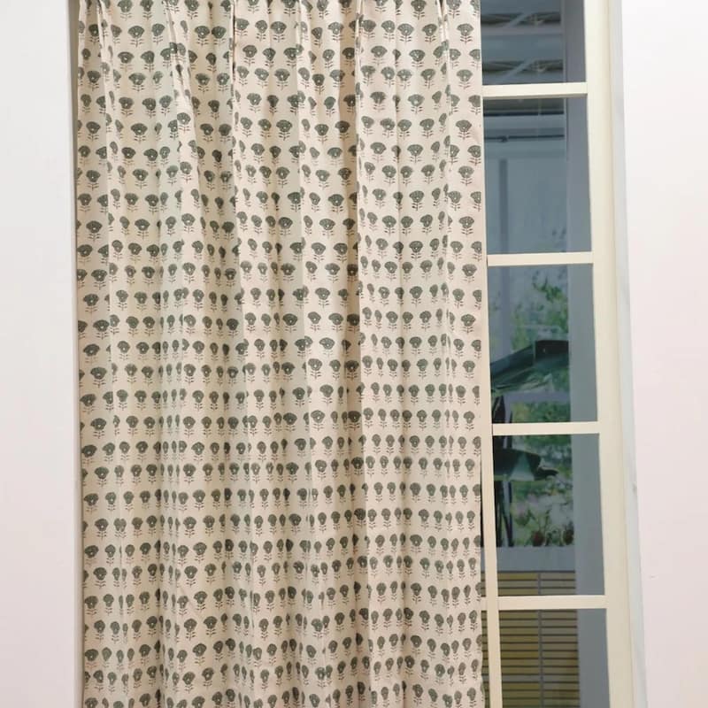 Fabdivine Handmade 2 Pleated Curtain Perfect for Hanging Window or Room Décor Floral Drape - Grey, Brown - 27" X 72"