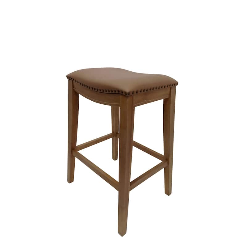 Solid Upholstered Saddle Barstools - 30" - Set of 2 - Brown