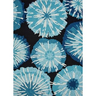 5' x 7.5' Baby Blue, Cobalt Blue, Black and White Starburst Design ...