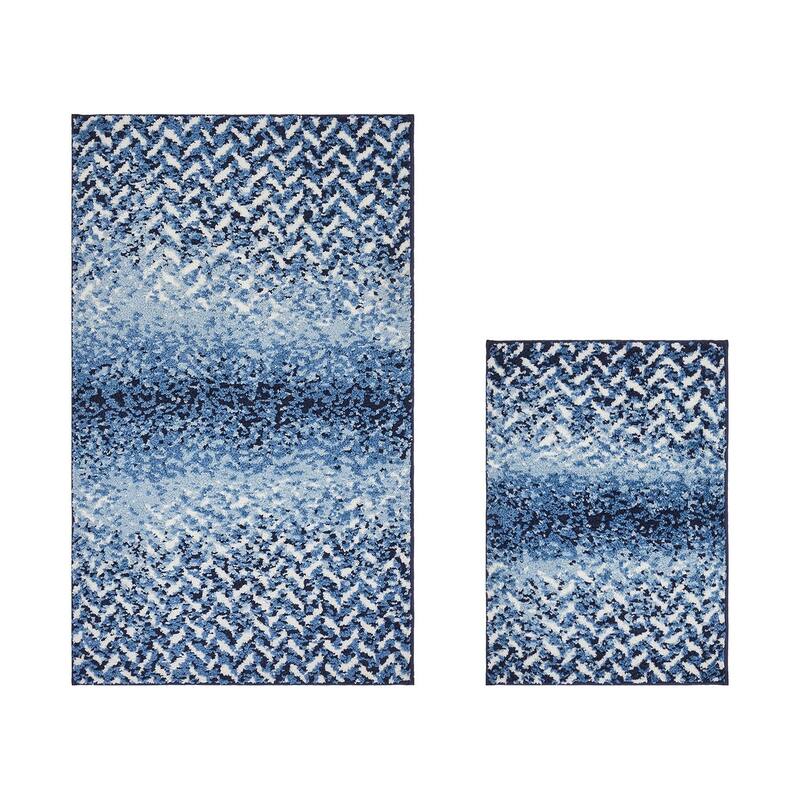 Better Trends Casablanca Collection 100% Micro Polyester Soft Plush & Absorbent Water Machine Washable 2 Piece Bath Rug Set