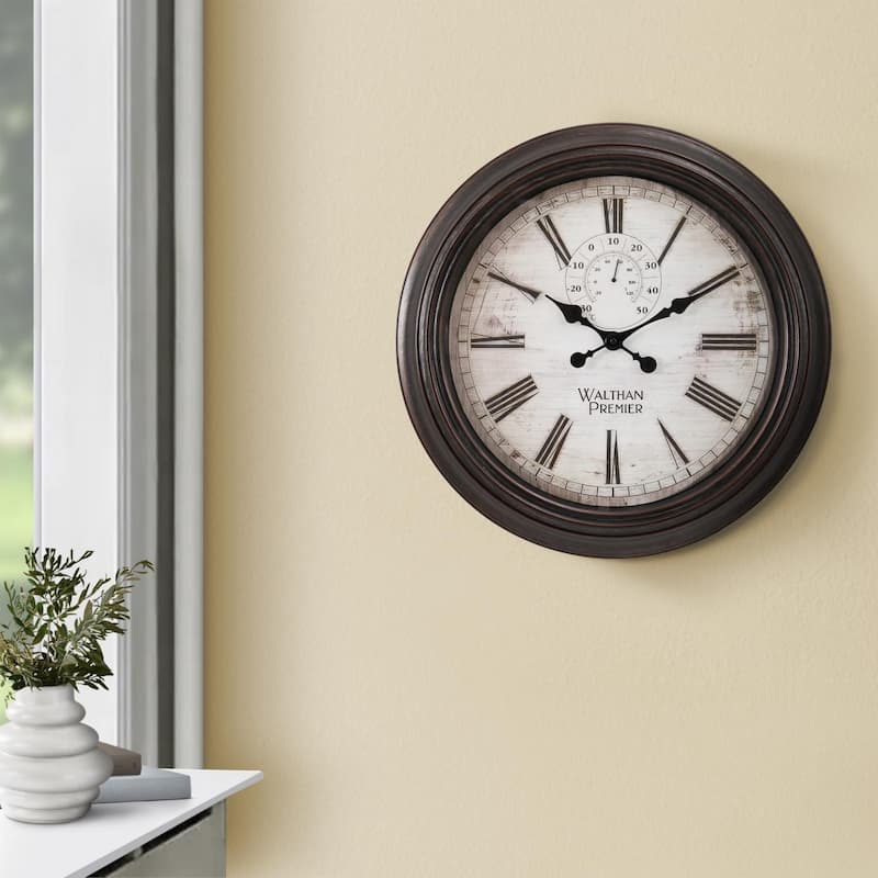 20" Round Wall Clock - Brown/White