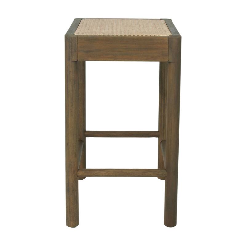 Victor Backless Solid Wood Counter Stool with Rattan Cane Seat (Set of 2)by East at Main