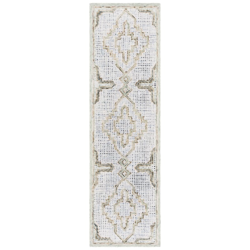SAFAVIEH Handmade Ebony Catharina Wool Rug - Green/Ivory - 2'3" x 8' Runner