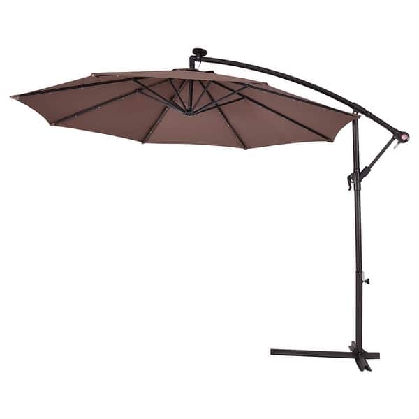 Shop Costway 10 Patio Umbrella With Solar Power Led Lights And