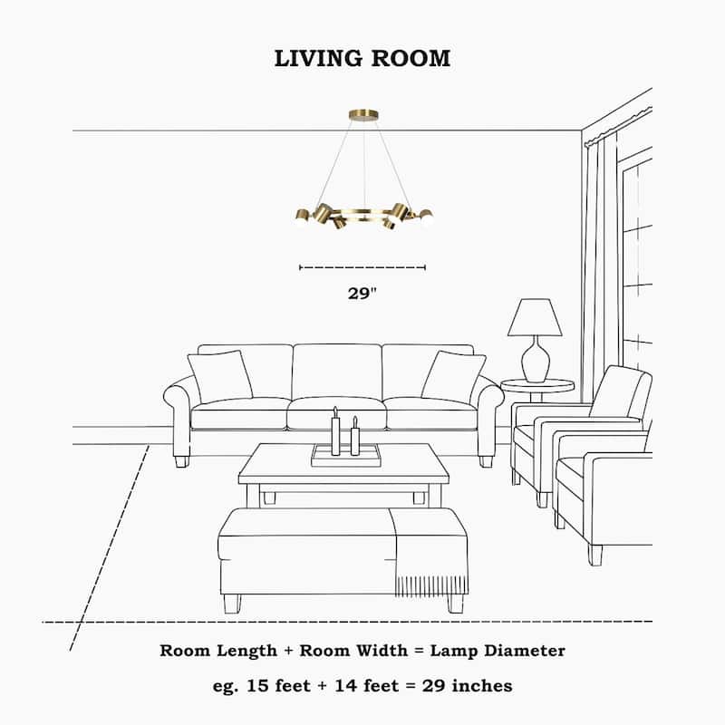 Mid-Century Modern 6-Light Gold LED Wagon Wheel Chandelier Metal Pendant Lights for Dining Room