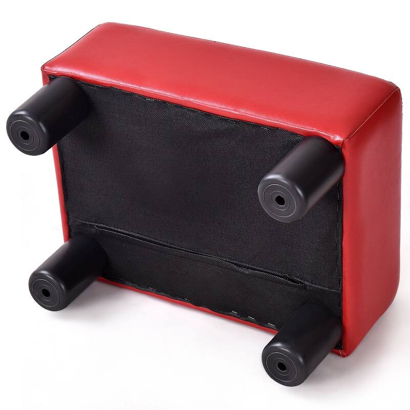 Gymax PU Leather Ottoman Rectangular Footrest Small Stool - See Details