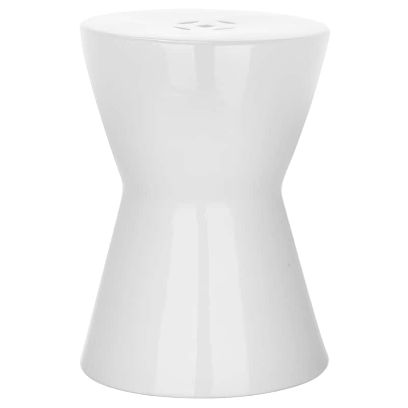 SAFAVIEH Tzoulia White Ceramic Decorative Garden Stool - White