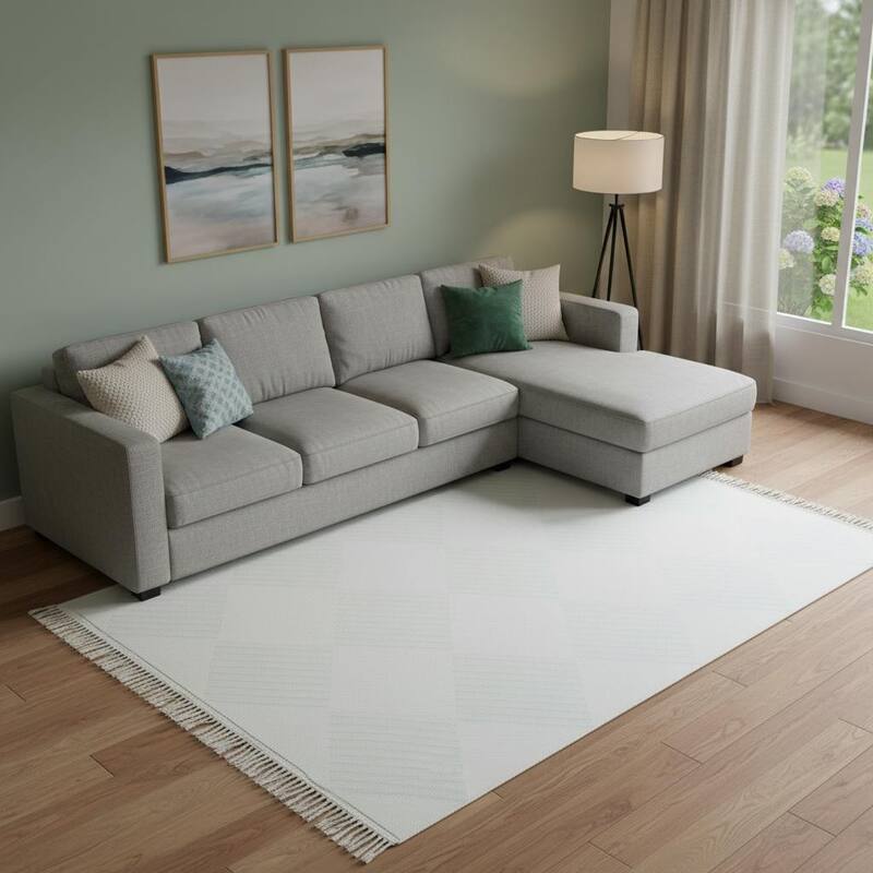 HomeRoots Gingham Casual Rectangle Area Rug - 6' X 9' - 6' X 9'