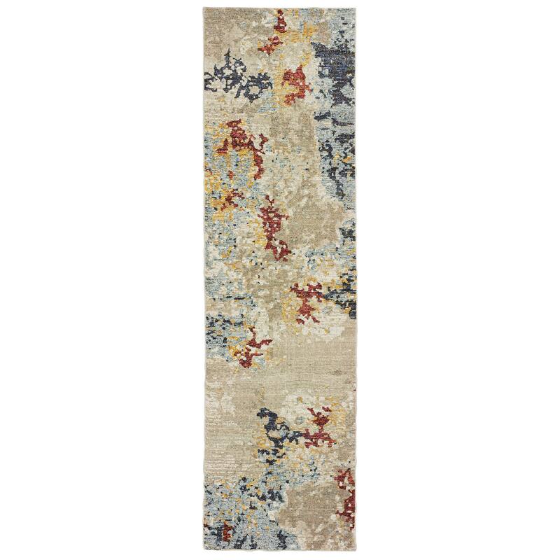 Style Haven Esperanza Abstract Area Rug - Cream/Blue - 2' 3" x 8' - Runner