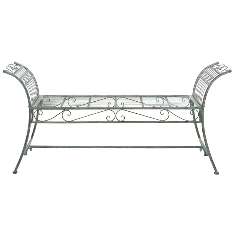 SAFAVIEH Outdoor Aniyah Victorian Iron Bench - 56Wx16Dx27H