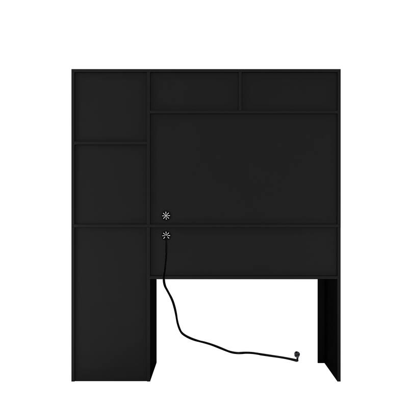Wooden Computer Desk with Hutch & Bookshelf, Executive Desk Home Office Desk with 3 AC Outlets and 2 USB Charging Ports