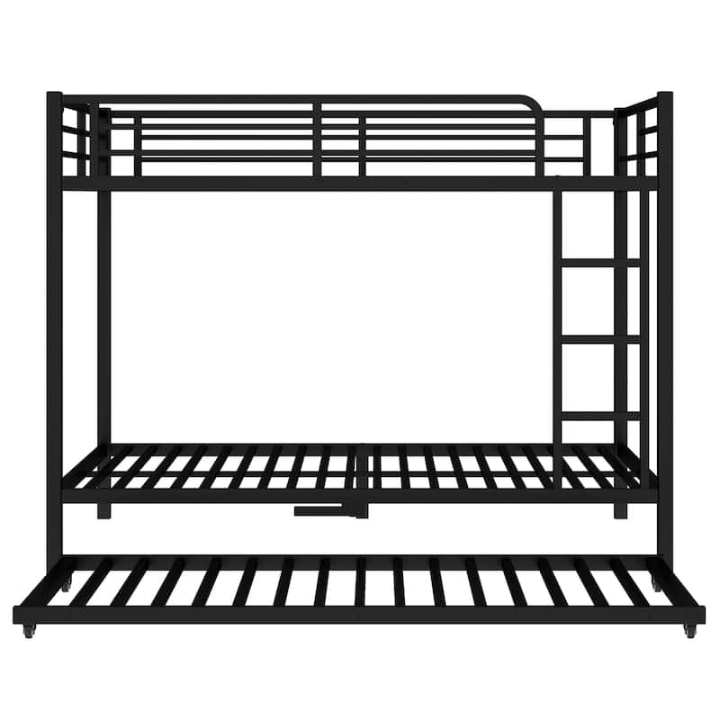 Heavy Duty Metal Bunk Bed Frame with Twin Size Trundle, Noise Free
