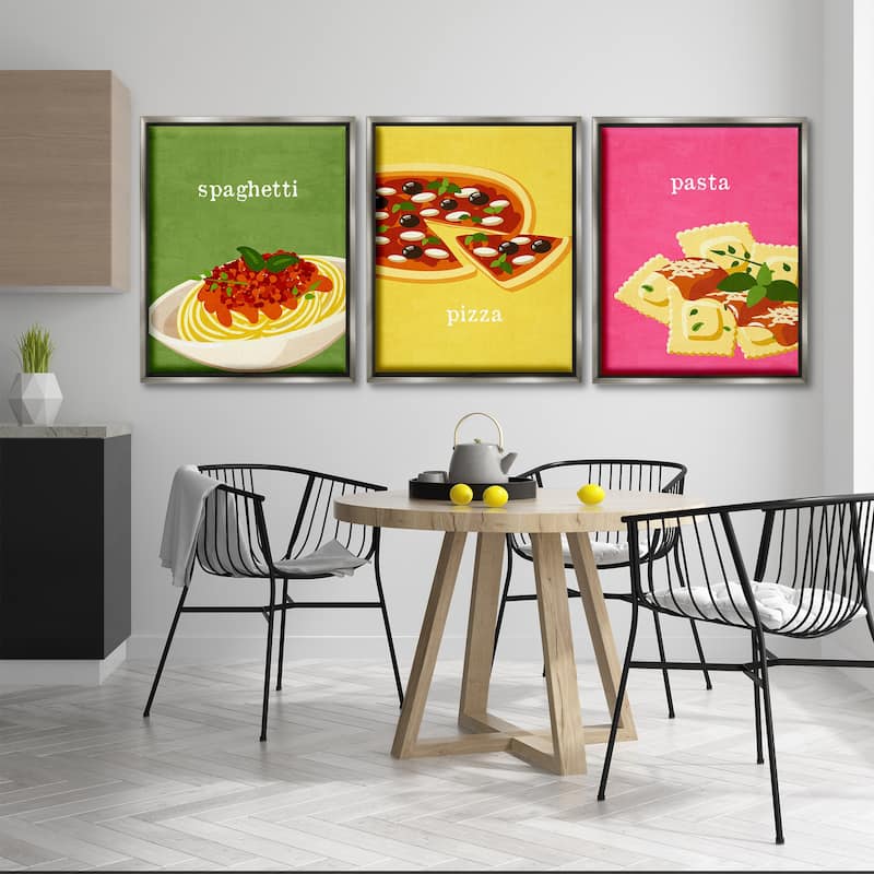 Stupell Italian Cuisine Meals Framed Floater Canvas Wall Art Design By Kim Allen (Set of 3)