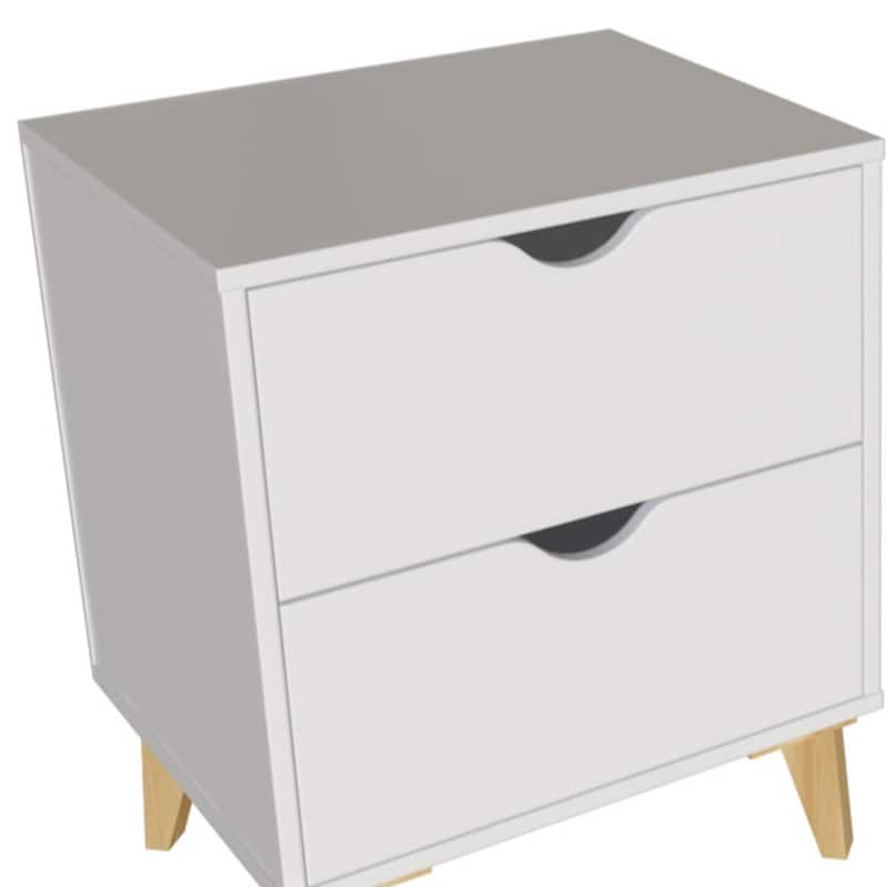 HomeRoots 24" White Two Drawer Faux Wood Nightstand