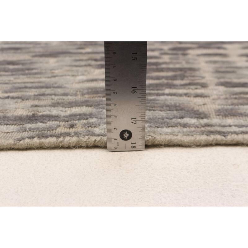 ECARPETGALLERY Hand Loomed Elysian Grey Viscose, Wool Rug - 4'10 x 7'8