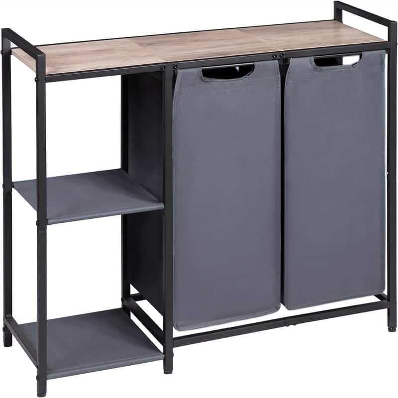 Laundry Basket 2 Section - 37.2"L x 11.8"W x 29.5"H - Greige