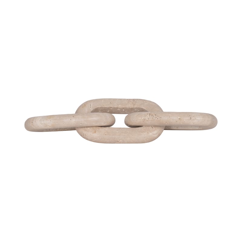 Sagebrook Home's Travertine 14-inch Tan 3-link Chain Decor - Timeless Decorative Object for a Sophisticated Touch
