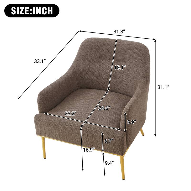 Christopher Knight Home - Modern Upholstered Armchair with Gold Metal Legs and Curved Backrest