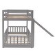 preview thumbnail 8 of 42, Twin Over Twin Bunk Bed with Removable Floor Bed and Bottom Guardrails, Fun Kids Loft Bed Frame with Ladder and Slide