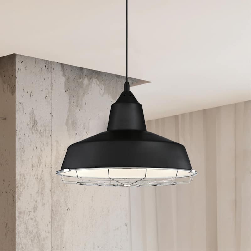 Westinghouse Lighting Academy One-Light LED Indoor Pendant with Removable Chrome Cage, Black Finish