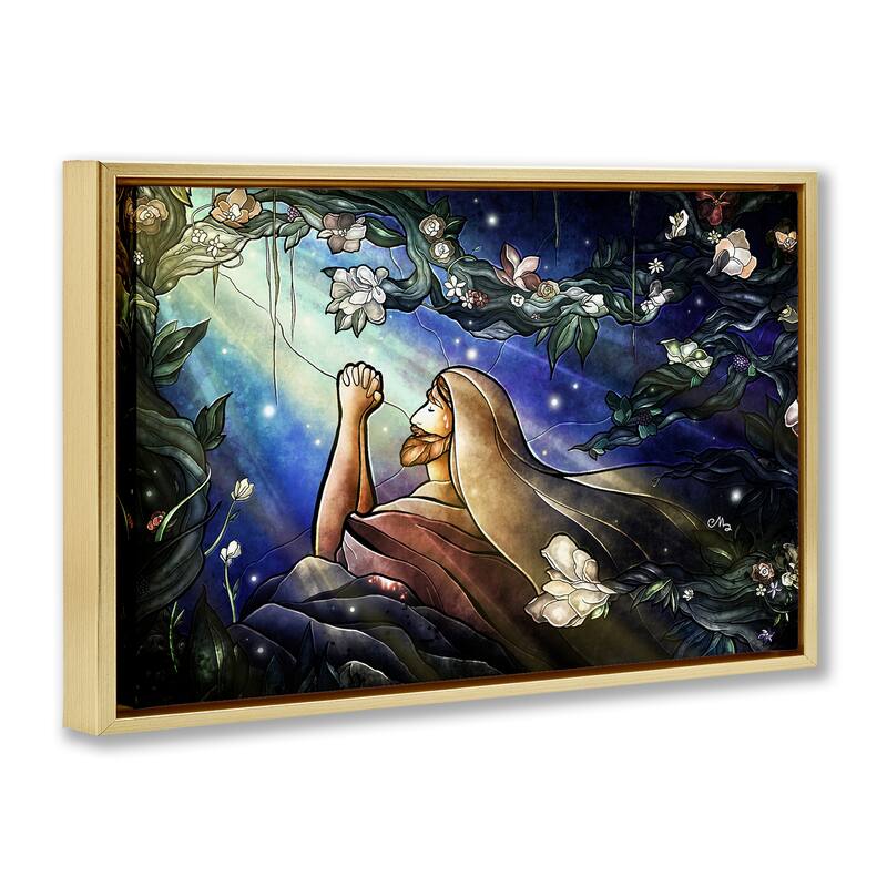 Stupell Religious Gethsemane Prayer Framed Floater Canvas Wall Art Design By Mandie Manzano