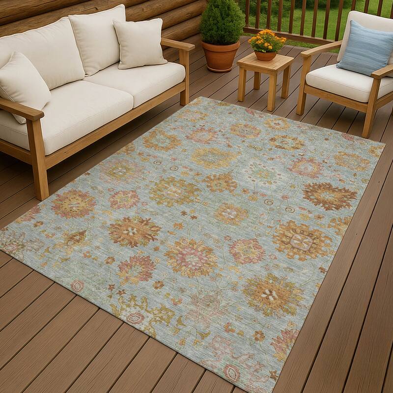 Machine Washable Indoor/ Outdoor Vintage Traditional Chantille Rug