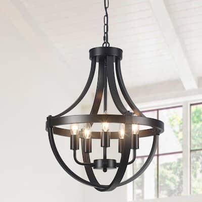 5 - Light Modern Cage Chandelier for Dining Room Kitchens Entryways - N/A