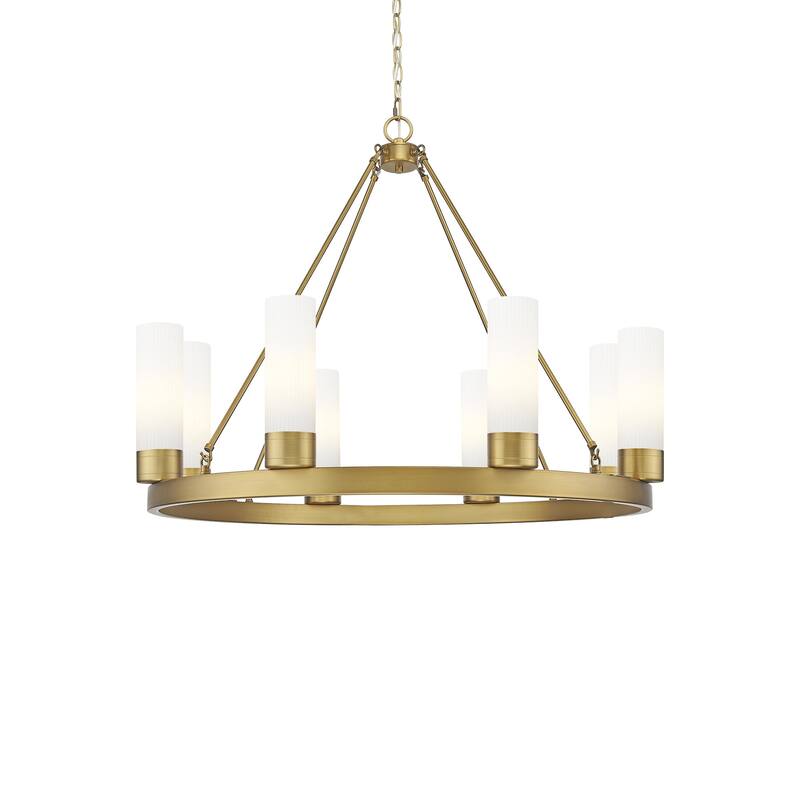 Innovations Lighting 617-8CR-28-36-8 Boreas Chandelier Boreas 8 Light - Brushed Brass / Striped White