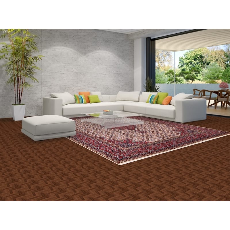 Ivory & Red Floral Kashan Turkish Area Rug Machine Made Carpet - 9'8" x 13'0"