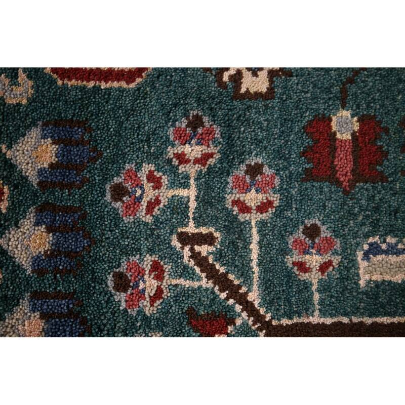 All-Over Green Kazak Oriental Runner Rug Handmade Wool Carpet - 2'6"x 9'11"