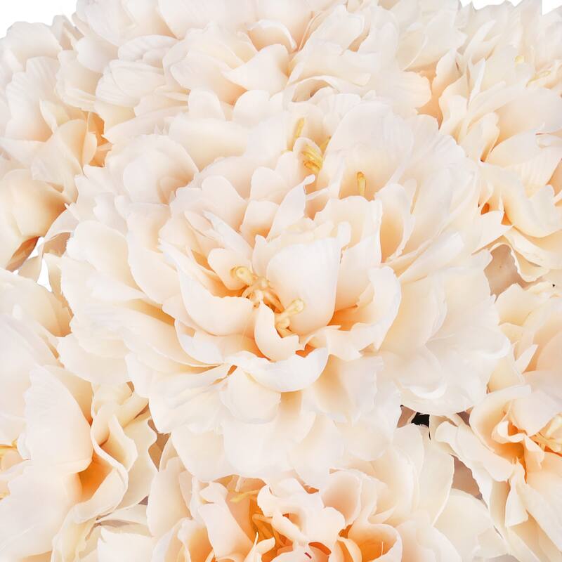 Set of 2 Peach Artificial Lush Hybrid Peony Flower Stem Bush Bouquet 17in - 17" L x 10" W x 10" DP