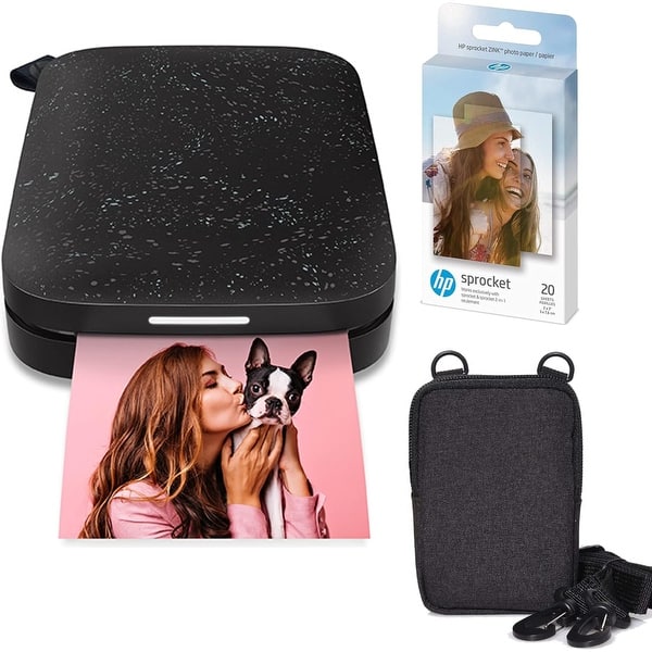 slide 2 of 21, HP Sprocket Portable 2x3" Instant Photo Printer (Black Noir) and Zink Photo Paper Bundle Black