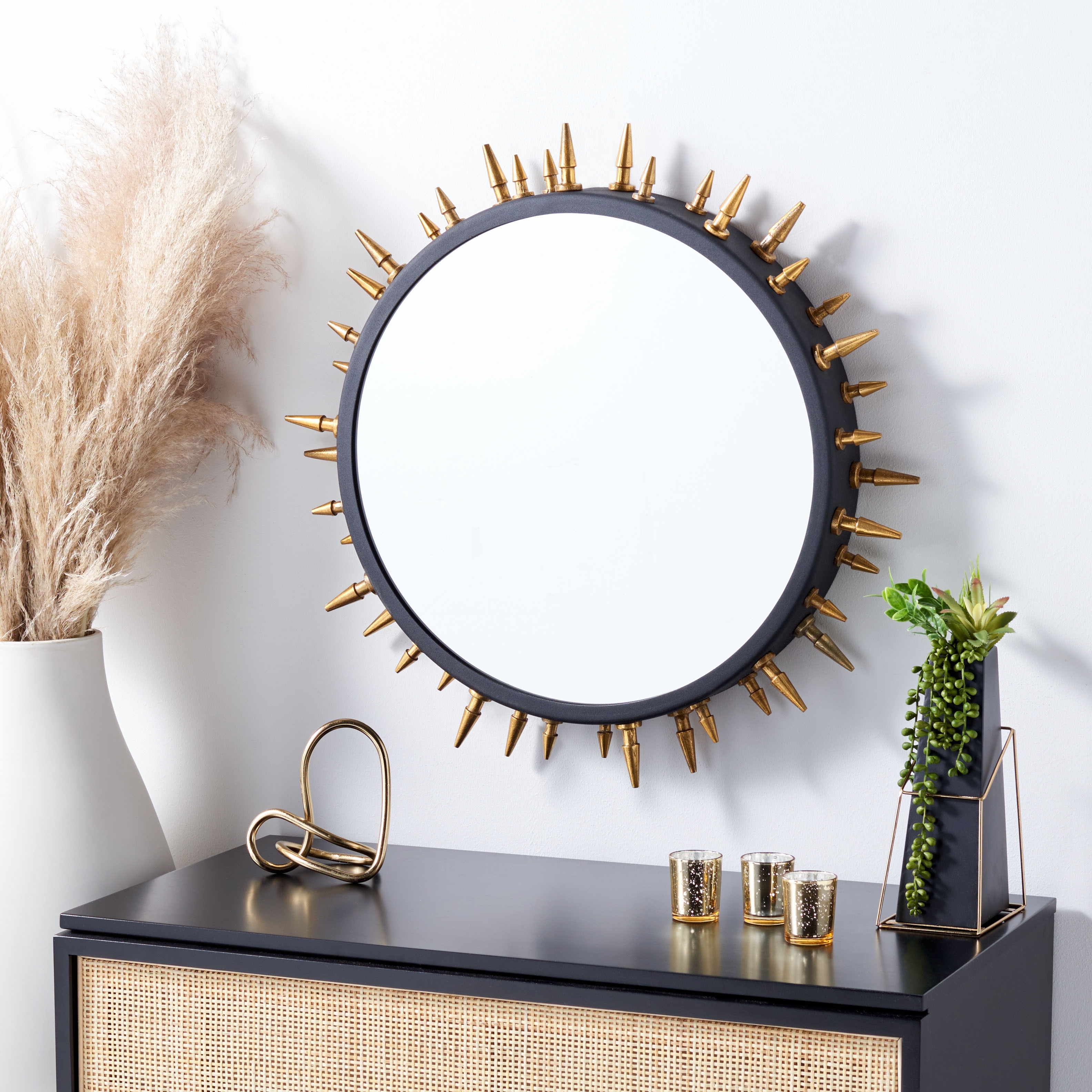 SAFAVIEH Miriah 27-inch Sunburst Black/Gold Mirror - 26.8" W x 3.5" D x 26.8" H - 27Wx4Dx27H