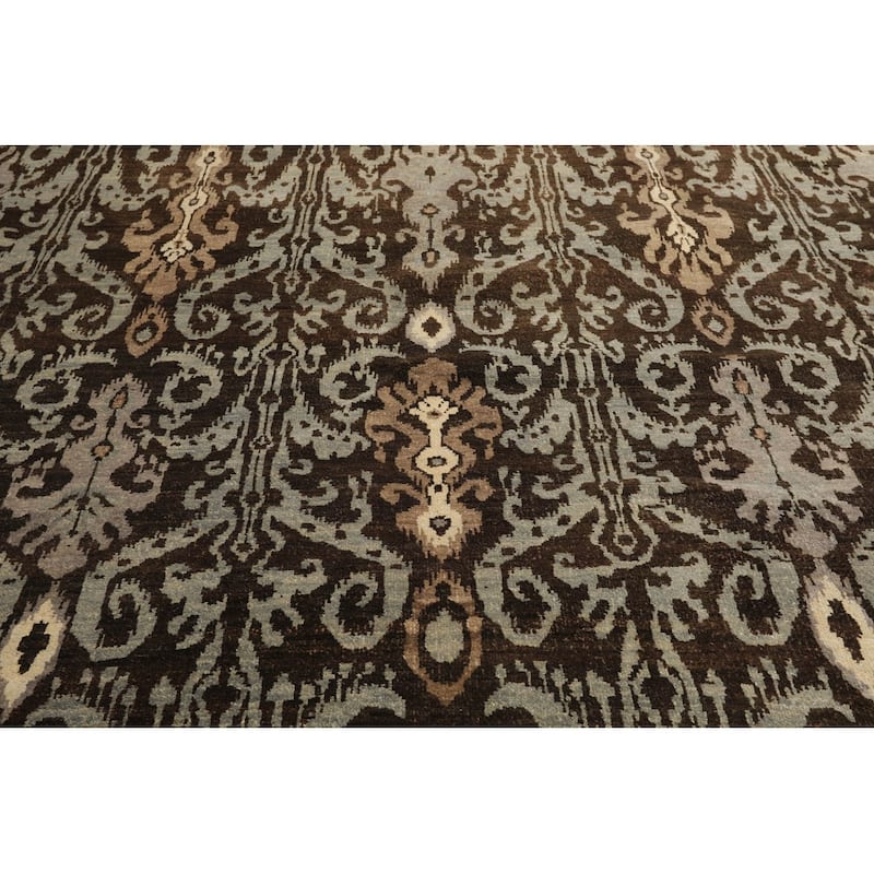 Hand Knotted Brown,Slate Tibetan Wool Transitional Oriental Area Rug - 7' 11'' x 10' 4''