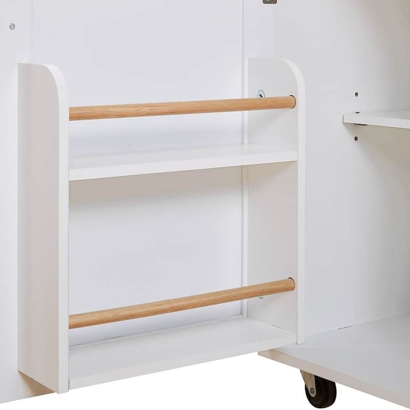 Rolling Kitchen Island Cart with Wheels , Drawer, Storage Racks