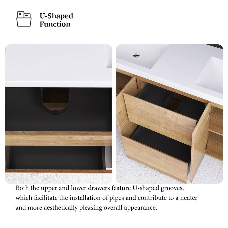 Floating Bathroom Vanity with Integrated Resin Top