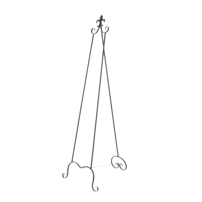 Metal Scroll Extra Large Adjustable 3 Tier Easel with Chain Support - Black - Roche River Decor
