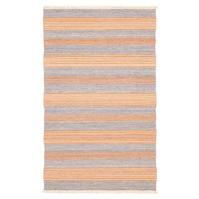 Ankara FW Grey, Orange Kilim 5'0" x 8'1" - 5'0 x 8'1