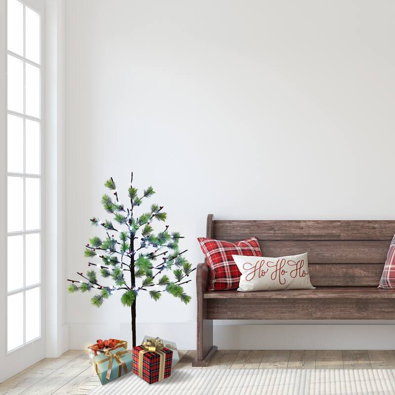 Puleo International 3 ft. Pre-Lit Artificial Christmas Twig Tree