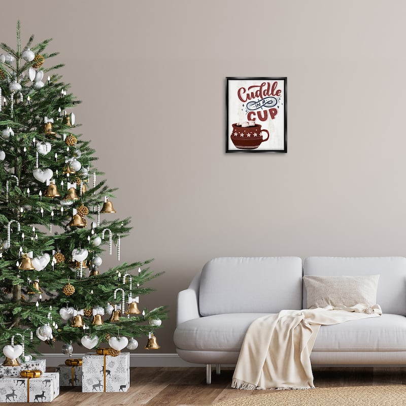 Stupell Cuddle In A Cup Cocoa Framed Floater Canvas Wall Art Design By Kim Allen